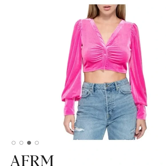 AFRM Women's Pink Ruched Top - Picture 4 of 4